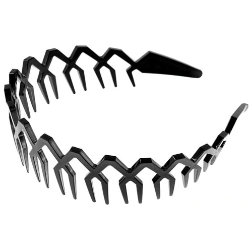 Черный ободок для волос с зубчиками Classic Black
